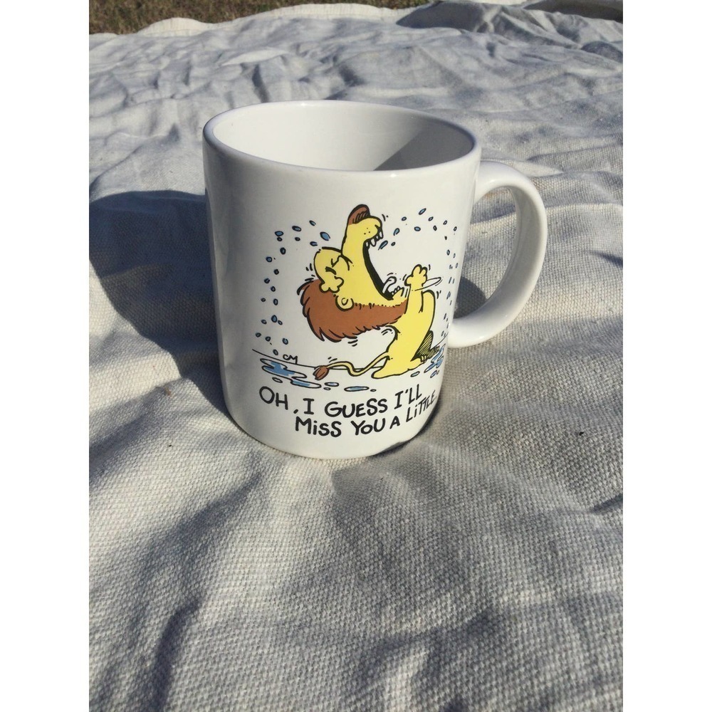 Vintage Hallmark shoebox Greetings mug coffee cup lion miss you leaving